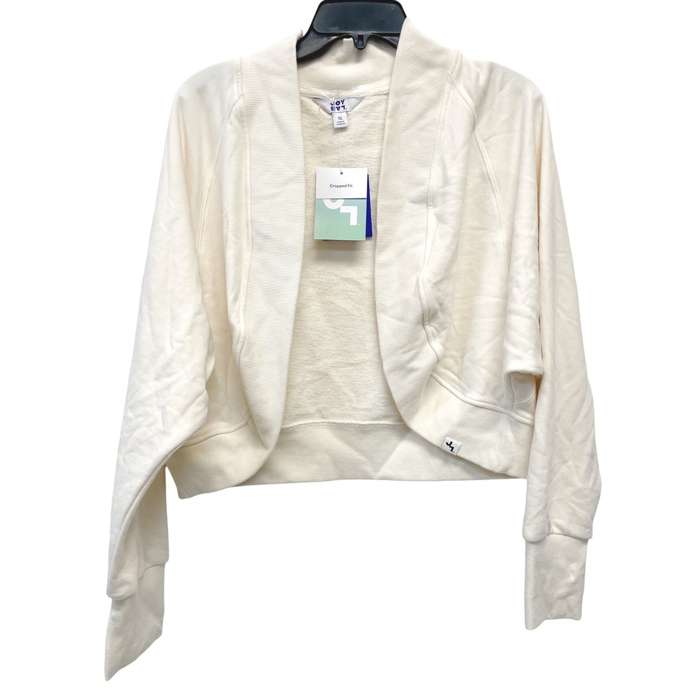 JoyLab Women's Cream Open Front Cropped Sweatshirt Cardigan Size XL
